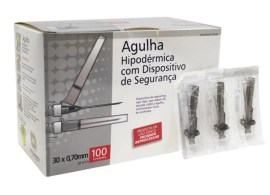 Agulha Hipodérmica Com Dispositivo De Segurança 30 X 0,70 Mm - 100 Unid - Descarpack